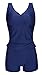 MiYang Women's Plus-Size Flower Printing Shaping Body One Piece Swim Dresses Navy Blue Large (US 12-14)
