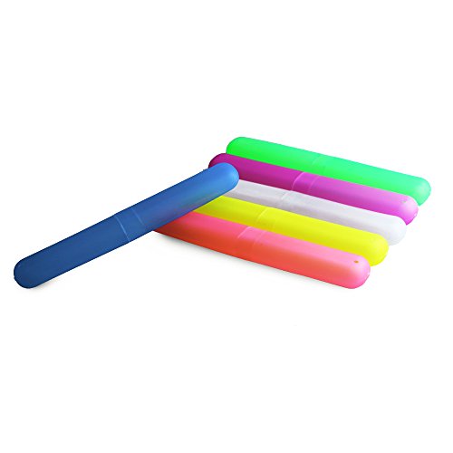 ISusser Pack of 12 Plastic Toothbrush Case, 6 Color Portable Dust-proof Toothbrushes Holder for Inside and Outside
