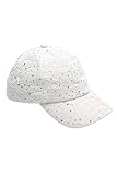 Glitzy Game Crystal Sequin Trim Women's Adjustable Glitter Baseball Cap WHITE