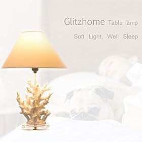 Glitzhome 19.29''H Coral Novelty Table Lamp-Farmhouse Marine Design with White T/C Shade Neutral Lampshade & Soft… 310eqHSL8SL