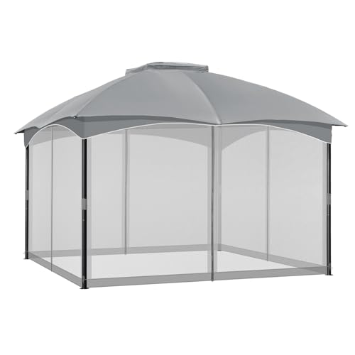 COWVIE Pavillon-Ersatznetz, 3,66 m x 4,27 m, Universal-Pavillon, 4 Paneele, Moskito-Seitenwände mit Doppelreißverschlüssen für Außenterrasse (nur Netz