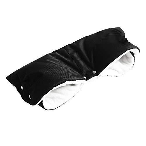 Fleece Stroller Hand Muff Winter Warmer Gloves,Baby Stroller or Jogger Thick Plush Warm Gloves Flannel Windproof Pram Handlebar Cover Mitten Bunting Bag Winter Gift for Parents and Caregiver (Black)
