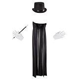 Kids Magician Costume Set-Dress Up Outfit with Cape, Top Hat, Gloves, Wand- Fun Pretend Play Magic Show Accessories for Boys and Girls