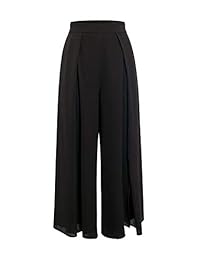Pantalones de chifón con cintura elástica y pierna ancha para dama