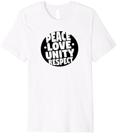 Mens Peace Love Unity Respect T-Shirt Small White