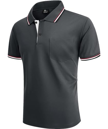zitysport Polo Shirt Men's Short Sleeve Shirt Breathable Golf Polo Shirt Men Summer Shirts Sport Basic Slim Fit T-Shirt with Chest Pocket Polo Shirt