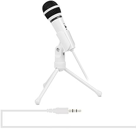 Tecomax PC/Phone Microphone, 3.5mm Jack Condenser Mic for PC, Laptop, Smartphone, Ipad, Mac/Windows,for Recording, Podcast, Online Chatting, YouTube,Tik Tok, with Tripod Stand (White)
