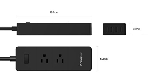 PowerBear-Travel-Adapter-Surge-Protection-Power-Converter-Strip-Charging-Station-with-USB-Ports-Global-Power-Adapter-with-3-International-Power-Adapters-Black-24-MONTH-WARRANTY