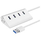 BOGZON Slope Aluminum USB 3.0 Hub With a 13.5" Cable, High-Speed 4-Port Adapter Connector for iMac, MacBook, MacBook Pro, MacBook Air, Mac Mini, or Any PC, Silver