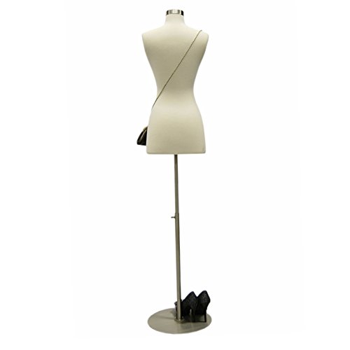 Female Mannequin Dress Form Torso with Round Metal Base and Neck Cap - Off White Premium Fully Pinnable Women's Dress Form (2/4)