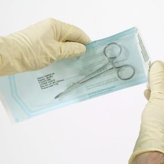 200 - Premium Self Seal Sterilisation Pouches. Heavyweight 70gsm Paper.Size 90mm x 230mm. Blue Tinted Transparent 2-ply Laminate Film allows easy viewing of the contents. PBS Medicare Best Price Pouches.