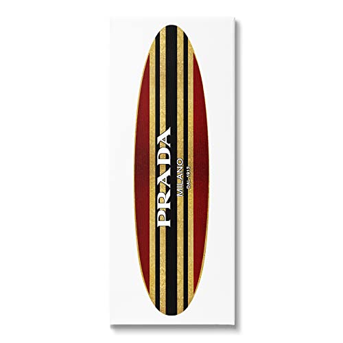 Stupell Industries Red Black Fashion Stripes Trendy Designer Surfboard, Design…