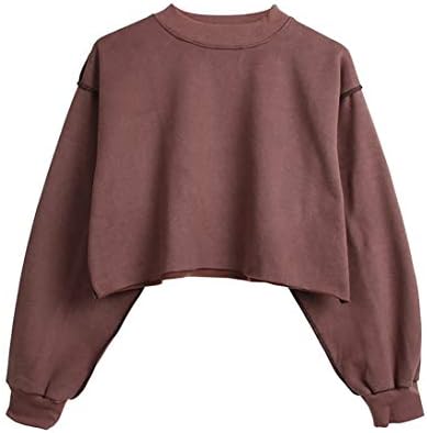 Women Pullover Cropped Hoodies Long Sleeves Sweatshirts Casual Crop Tops for Spring Autumn Winter