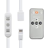 Luminoodle USB Switch and Dimmer - Female to Male On Off Switch with Wireless Remote - Power Switch for DIY, TV Bias Lighting, LED String Lights, Fairy Lights