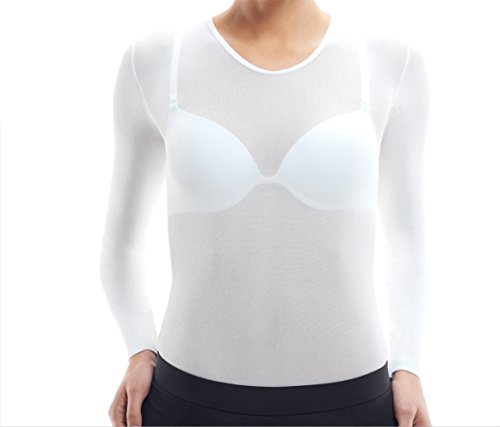 Lupo Women's Second Skin Long Sleeve Sheer Top, One Size Antarctic White