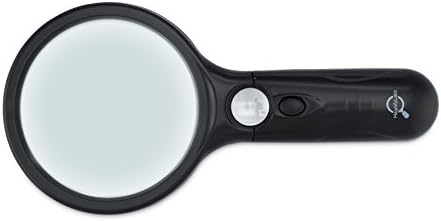 LED 3X Handheld Magnifying Glass - With 20X Jewelers Loupe - REAL GLASS LENS - Lighted Magnifying Glass with Handle for Reading, Seniors, Macular Degeneration, and More