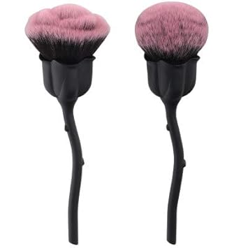 Amazon Com Olooya Rose Flower Kabuki Makeup Brush Set Powder Brush Blush Brush Cosmetic Foundation Powder Brushes Tool 2 Pcs Black Beauty