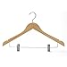 JS HOME Solid Wooden Suit Hangers Natural Finish with Anti-rust Pant Clips, 10 Pack