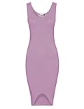Tom's Ware Womens Elegant Sleeveless Dipped Hem Bodycon Midi Dress TWCWD106-PURPLE-US M