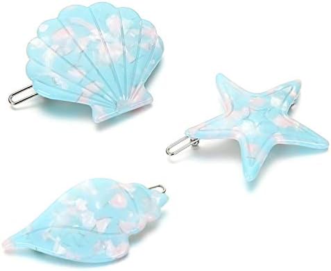 Tortoise Shell Acetate Hair Barrette French Design Nautical Decoration Hair Clip For Women Girls,Pack of 3