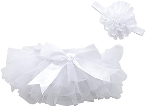 muyan Girls Cotton Tulle Ruffle with Bow Baby Bloomer Diaper Cover and Headband Set