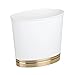 mDesign Modern Plastic Bathroom Storage and Cleaning Accessory Set - Includes Toilet Bowl Brush and Wastebasket Trash Can/Garbage Bin - 2 Pieces - White/Soft Brass