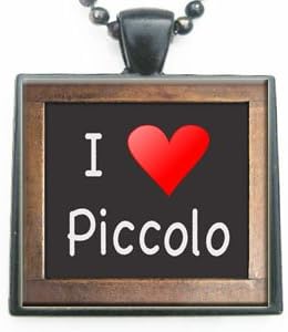 I Love Heart Piccolo Glass Tile Pendant Necklace with Black Chain