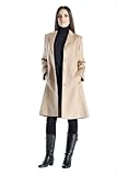 Women's Knee Length Overcoat in Pure Cashmere (Camel, 12)
