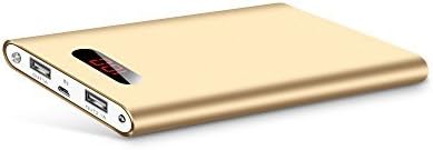 Polanfo M50000 Portable Power Bank 12000mAh External Battery Charger, Ultra Slim Design with 2 USB Ports for iPhone7 Plus 6s 6 Plus, iPad, Samsung Galaxy and More (Gold)