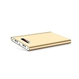 Polanfo M50000 Portable Power Bank 12000mAh External Battery Charger, Ultra Slim Design with 2 USB Ports for iPhone7 Plus 6s 6 Plus, iPad, Samsung Galaxy and More (Gold)