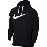 NIKE Men's Dry Pullover Swoosh Hoodie, Black/White, Large