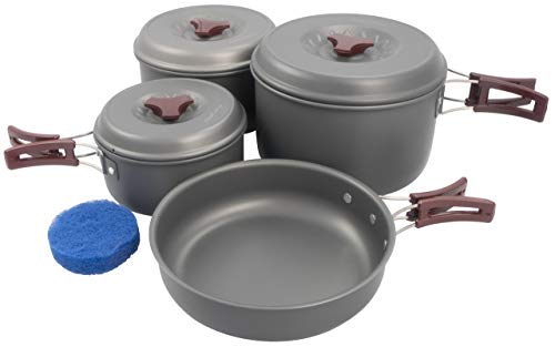 AceCamp Hard-Anodized Portable Camping Cookware Set, Stackable Nonstick Aluminum Cooking Mess Kit, Lightweight Family Pots, Pans, Cups, Bowls & More with Mesh Carrying Bag (Large - 4-5 Person Set) - Thumbnail 2