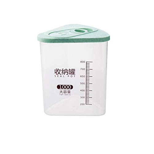 yanQxIzbiu Storage Container Premium Plastic Kitchen Food Cereal Grain Bean Rice Storage Box Triangle Container Case - Green 1000ml