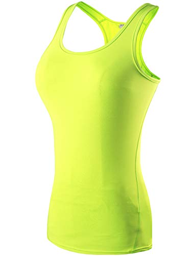 Fastorm Running Tank Tops for Women Active Racerback Dry Fit Tank Top Neon Green-L