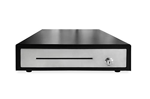 HK SYSTEMS 16" POS Cash Drawer Stainless Steel Front, Ball bearing slide, Heavy Duty POS with Removable Tray 5Bill/5Coin