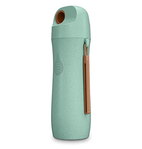 pH Conscious Filtered Water Bottle - Alkaline Water Filter Ionizer - Filtering Purifier Bottle - Made from Wheat Straw- Increase pH, Reduce Fluoride, Remove Heavy Metals & Chlorine, 16oz, 450ml