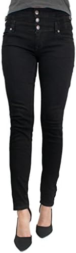 Eunina Women's High Waist Multi 3-Button Wash Stretch Denim Skinny Jean