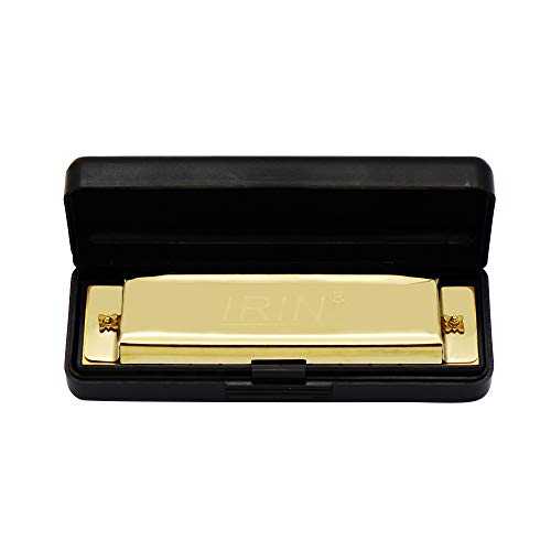 Startview Harmonica Key of C 10 Hole 20 Tone Harmonica C Blues with Case Top Grade Professional (Gold)