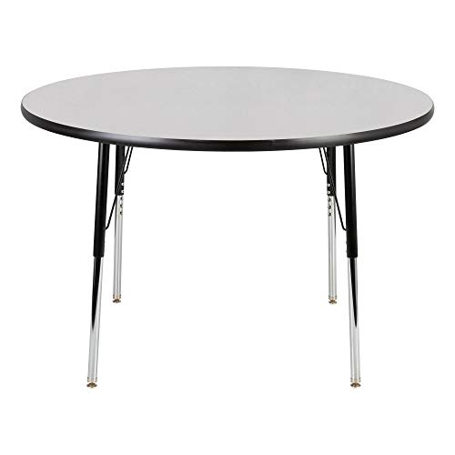 Round Adjustable Height School Classroom Activity Table (48") - Gray Nebula Top/Black Edge