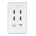 4 HDMI Keystone Wall Plate,PHIZLI 1 - Cat6 Ethernet 1 - Coax Cable TV F Type Port HDMI 2.0 Decorative Female to Female(White)