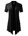 BH B.I.L.Y USA Women's Classic Asymmetrical Front Short-Sleeve Drape Cardigan Black XX-Large