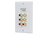 Monoprice Recessed HDMI Wall Plate, with 1 HDMI F/F Adapter & 6 RCA Connector, Gold Plated White