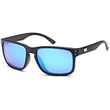 GAMMA RAY Polarized UV400 Classic Sunglasses with Shatterproof Nylon Frame - Black Frame Blue Mirror Lens