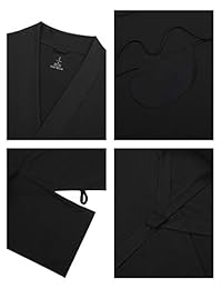 SIORO kimono de algodón para dama, bata larga, bata de baño, suave, para dormir, escote en V, para damas