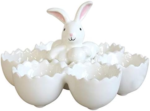 Prescott Bunny Glossy Cream 7 x 4 Dolomite Ceramic Easter Egg Tray Dish