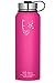 Swig Savvy Sports Water Bottle, Vacuum Insulated Stainless Steel, Double-Wall, Insulated Wide Mouth Leakproof Lid, for Hiking, Camping, Sports, and School - 32 Oz (Pink)
