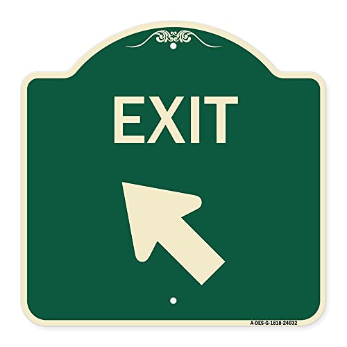 SignMission Designer Series Sign - Exit Sign Exit with Left Arrow | Green & Tan…
