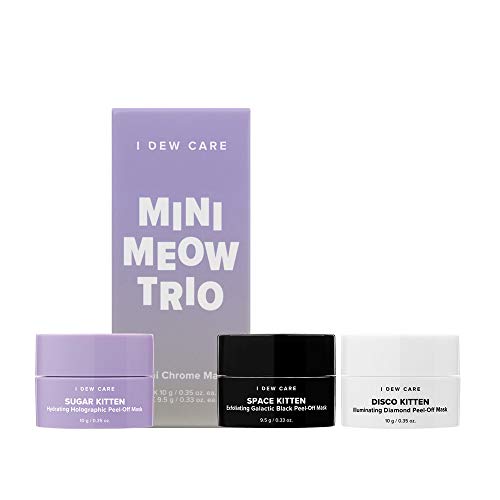 I DEW CARE Mini Meow Face Mask Trio Set 3ea, 3 Mini Chrome Masks, Sugar Kitten! Space Kitten! Disco Kitten! Great Addition To Your Skin Care Routine, For Exfoliating, Hydrating, And An Extra Glow