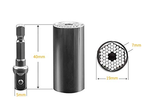 Christmas Gifts for Men,Universal Socket Wrench (7-19mm) with 105 Degree Right Angle Driver Extension Screwdriver Drill Attachment,Multi-Function Grip,Ratchet Tool Set,Power Drill Adapter