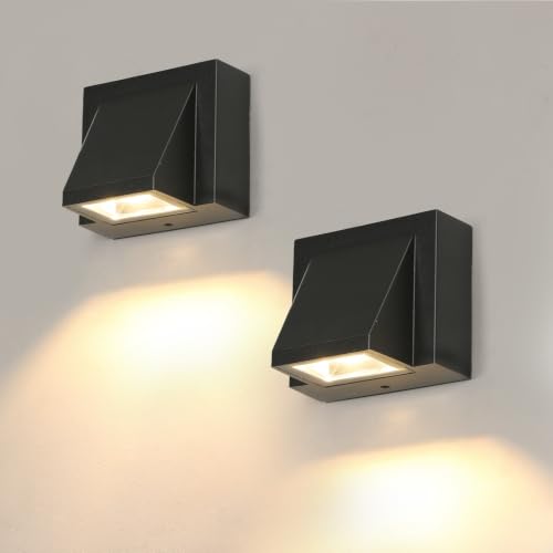 Tealight 2 Pieces Outdoor Wall Lights 5 W, 3000 K, IP65 Waterproof | Warm Light LED Wall Lamp, Square Aluminium Outdoor Sconce for Garden, Porch, Garage, Patio, Bedroom, Living Room
